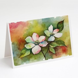Caroline's Treasures DAC1713GCA7P Virginia American Dogwood in Watercolor Greeting Cards and Envelopes Pack of 8 Blank Cards with Envelopes Whimsical A7 Size 5x7 Blank Greeting Cards
