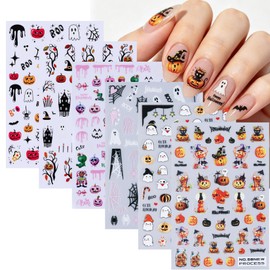 Halloween Nail Art Stickers Decals - 6 Sheets Pumpkin Ghost Nail Art Decals