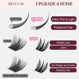 EMEDA Self Adhesive Eyelashes Clusters Easy Eyelashes for Beginners Stress Free to Wear Cluster Lashes Ultra-Light & Thin Press on Lashes No Glue Need (0 Sense Natural Manga 02)