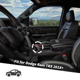 Jimen Fit for Dodge Ram 1500 TRX 2021-2024, 2PCS Gear Shift Knob Cover Trim (Red Carbon Fiber)