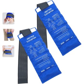 2 Compresas de Gel Frio Caliente, Grande Bolsas de Hielo Gel Térmico con Banda Ajustable, Paquetes de Hielo Deportivo Reutilizable Impermeable para Alivia Dolor Articular Muscular, 43.5x17.5cm