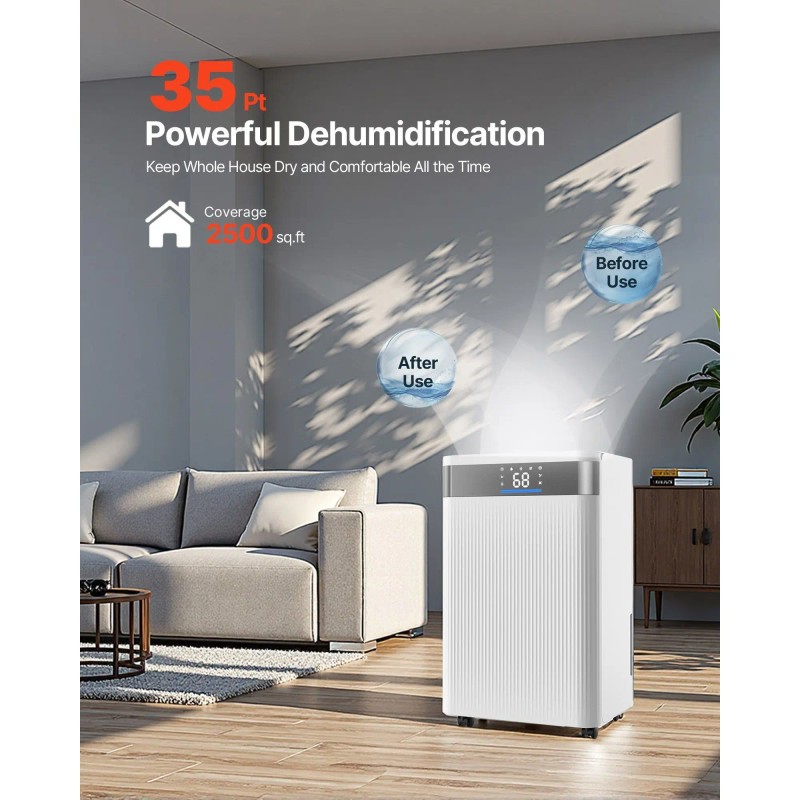 35 Pints Smart Dehumidifier for Home Basement with Low Noise