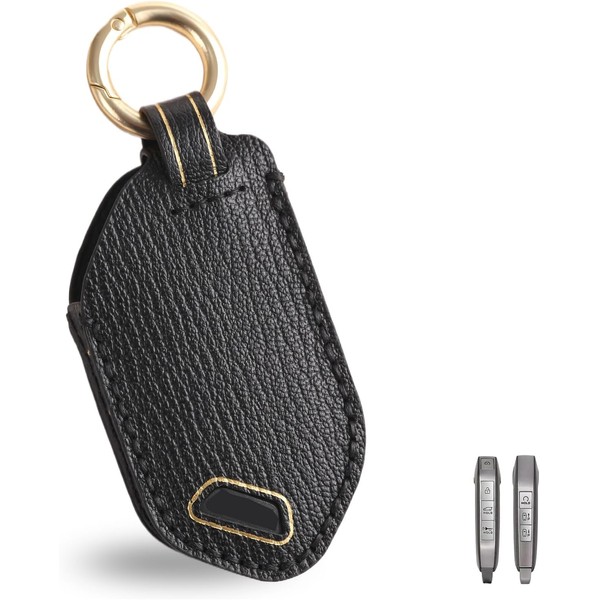 OLLEN NO-Screws Premium Leather for Kia Key Fob Cover, Fit