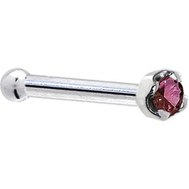 Solid 18k White Gold 1.5mm (0.015 cttw) Genuine Purple Diamond Nose Stud Bone 18 Gauge 1/4"