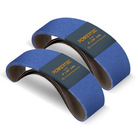POWERTEC 443612Z-3-P2 4 x 36 Inch Zirconia Sanding Belts, 120 Grit Belt Sander Sanding Belt for Bench Sander, Belt and Disc sander, Woodworking, Metal Grinding, 6PK
