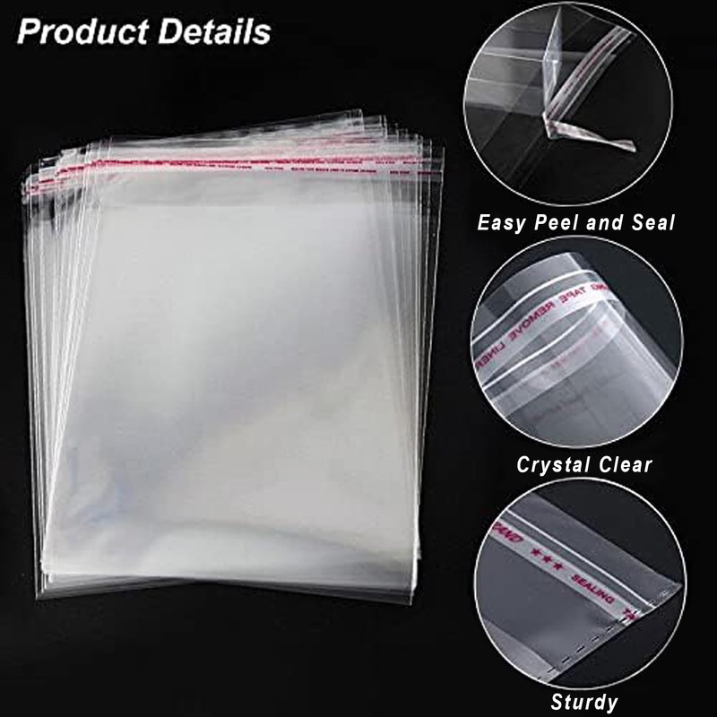 Clear Resealable Cellophane Plastic Bags Self Adhesive for Packaging Shirts,