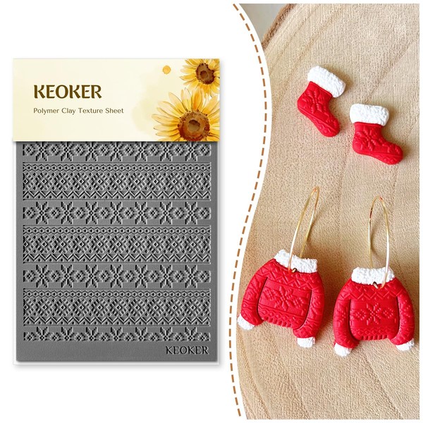 Keoker Polymer Clay Texture Sheet Christmas, Christmas Clay Texture Mat