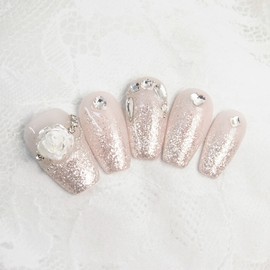White Glitter Handmade Nail Tips - White / 하얀 반짝임 수제네일팁 - 화이트
