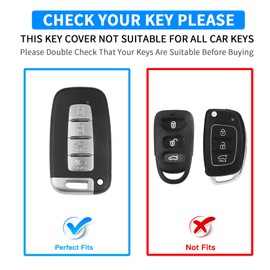 QBUC for Hyundai Key Fob Cover with Keychain，Compatible with Hyundai Sonata Azera Elantra Equus Kia Optima Sorento Forte Soul Genesis Old Smart Key (Silver Edge,White)