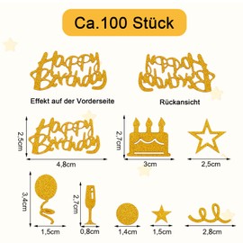 GoldRock Pack of 100 Original Happy Birthday Decoration Confetti Large, Double-Sided Glitter Table Decoration Birthday, Birthday Decoration Table for Men Women Children, Streamers Confetti Decoration