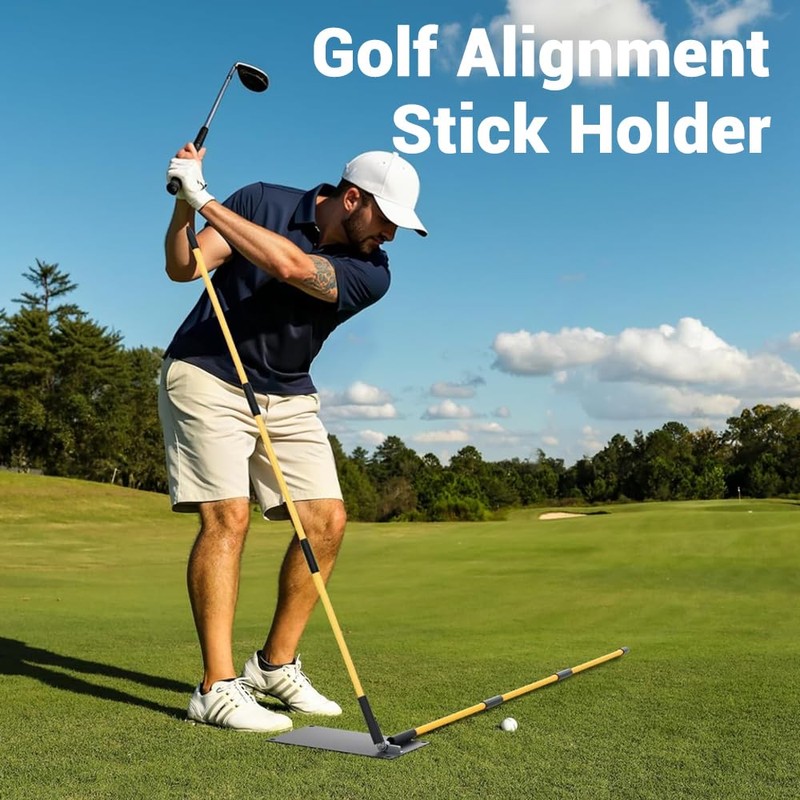 LVPETALIZE Golf Alignment Stick,Golf Trainer Aid Holder Angle Plate,Golf Swing