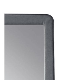 ZJMTOCYU Light Gray Fabric Mirror with Upholstered Frame and Black Welt Trim, Sleek Modern Design for Home Decor, 36 inches