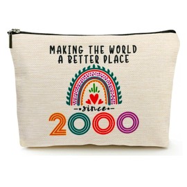 24th Birthday Gifts for Her Makeup Bags, 2000 Happy 24th Birthday Decorations for Women Her, 24 Year Old Birthday Gifts Ideas for Daughter, Sister, BFF, Female, Teenage Girls, Cosmetic Travel Pouch