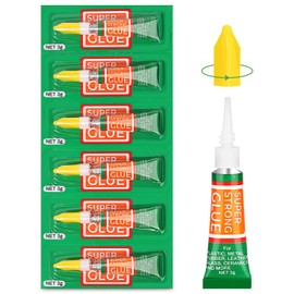 3g X 6 Pack Super Glue for Single Use, Super Fast Strong Adhesive Cyanoacrylate Glue with Anticlog Cap. for Micro Precising Controlled Jewelry Repair Wood Metal DIY Crafts