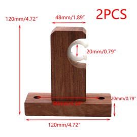 Crapyt 2 PCS Curtain Rod Holders Wood Curtain Rod Bracket Window Hardware Rod Holders for Room, Living Room, Office 4.72"×1.57"×4.72" Reddish Brown