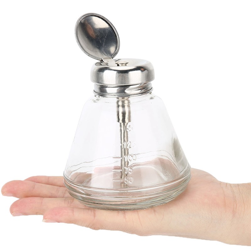 150ml Nail Art Pump Dispenser Transparent Liquid Container Pressing Bottle
