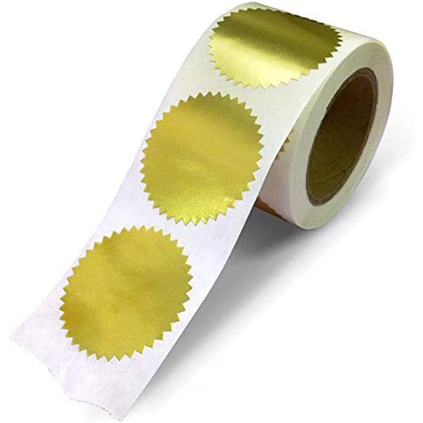 NextDayLabels, 2 Inch Round, Gold Metallic Seals with Serrated Edge