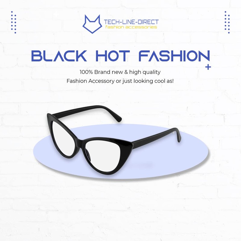 Cat Eye Womens Black Hot Fashion Clear Lense Nerd Geek