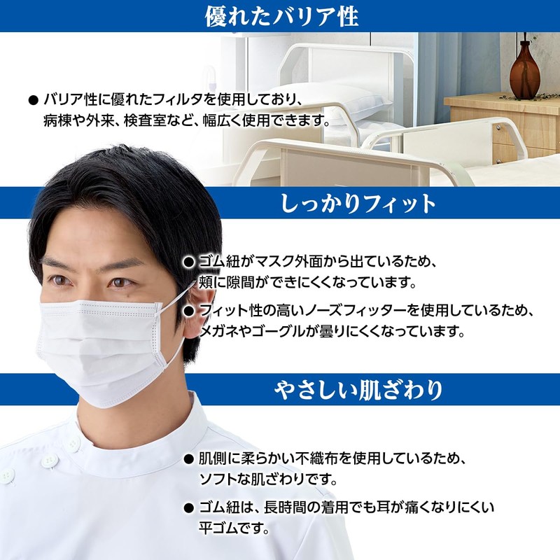 OO Osaki 51408 Medical Mask, Professional Mask, 50 Pieces, One