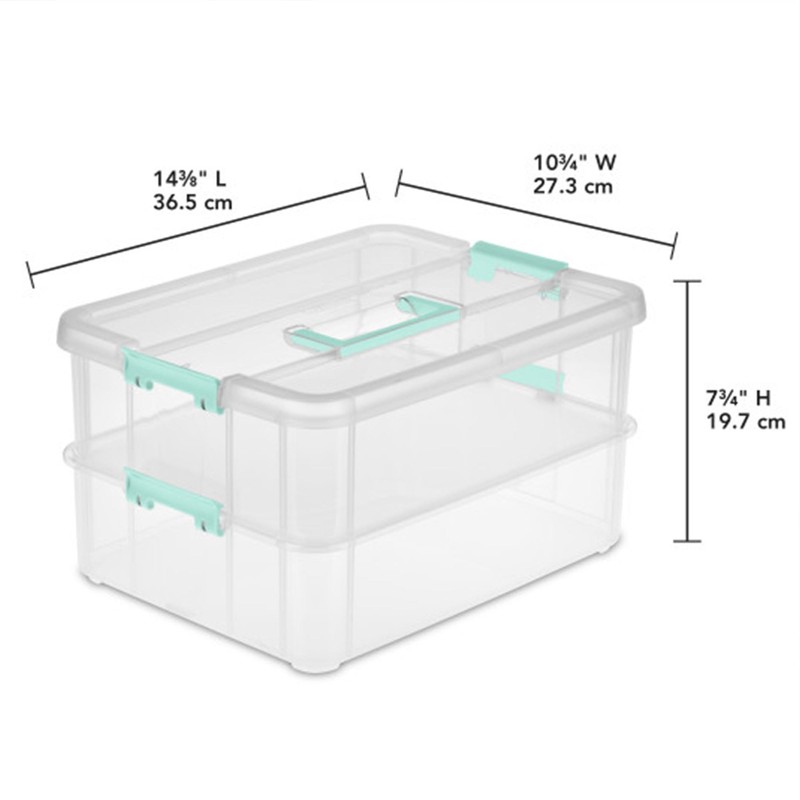 Sterilite Stack and Carry 2 Layer Handle Box, Stackable Plastic