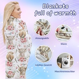 IUNTWEIE Highland Cow Cuddly Blanket, Scottish Highland Cow Blankets, Fluffy Highland Cow Cuddly Blanket, Flannel Blanket for Girls, Children, Adults, Couch, Travel (A, 130 x 150 cm)