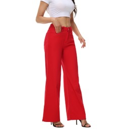 Y imoso Women’s Wide Leg Jeans Casual Baggy High Waisted Stretch Denim Pants Red Large