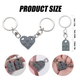 KINBOM Heart Keychain Set, 2pcs Matching Heart Keychain Couple Keychains Small Heart Decorations for Party, Valentines Gift for Girlfriend Boyfriend (Dark Grey)