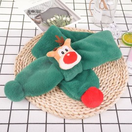 BEDJIMI Kids Winter Neck Warmer Thick Soft Wrap Scarf Cross Collar Plush Shawl Scarves Christmas Gift for Girls (green)