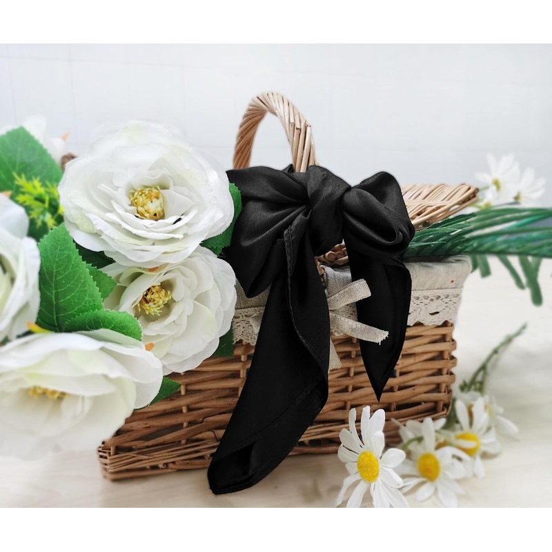 1 Piece of Black Square Satin Scarf Wrap Neck Scarf
