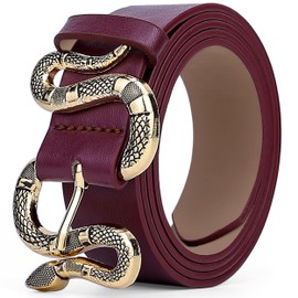 Farcauo Womens Belts Snake Belt Red Women with Snake Buckle Women Cool Belt Womens Belts for Dresses Jeans Shorts Fashion Belts for Women Trendy Waist Belt for Women Outfits Accessories