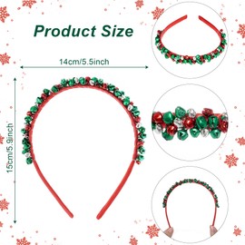 choyaxo 2 Pack Christmas Headbands Christmas Hair Accessories Red Green Bell Present Headband for Women