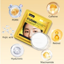 8 Pairs 5% PDRN Under Eye Patches, 6-in-1 Bio-Collagen 360° Eye Patches for puffy eyes, dark circles & Wrinkle | 2% Caffeine, Kojic acid, Retinol, Hya