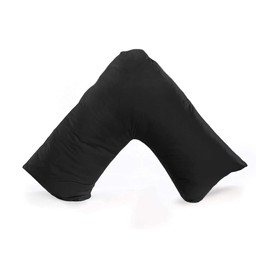 Rohi Black V Shaped Pillowcase – Soft & Breathable V Pillow Cover – Hypoallergenic Triangle Pillow Case – Envelope Closure – Back Support Orthopaedic Nursing V Pillow Cases Covers Only (Black)