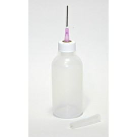 Gaunt Industries HYPO-49 - Craft Glue Applicator - 2 Ounce Clear Plastic Bottle with 18 Gauge Blunt Needle tip - Quilter's Basting glue dispenser