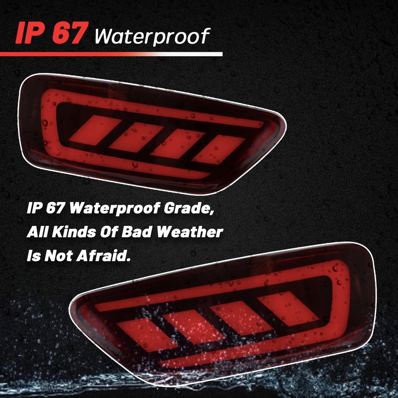 PGTOPONE Red LED Rear Bumper Reflectors Fog Brake Tail Light