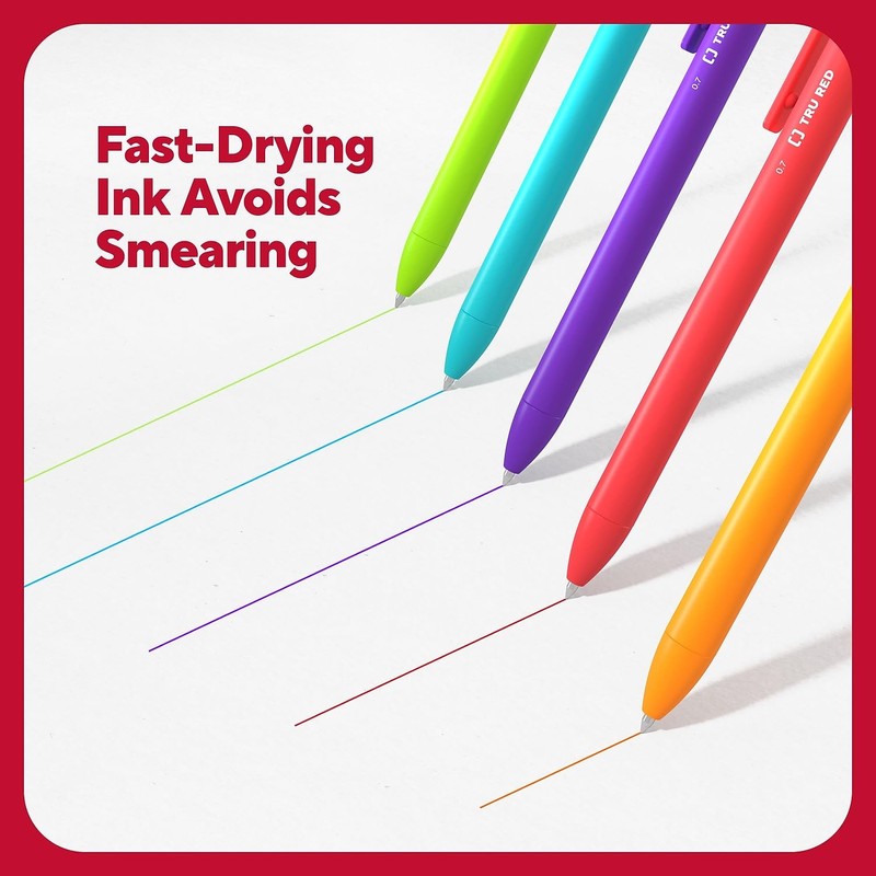 TRU RED Retractable Quick Dry Gel Pens Med Point 0.7mm