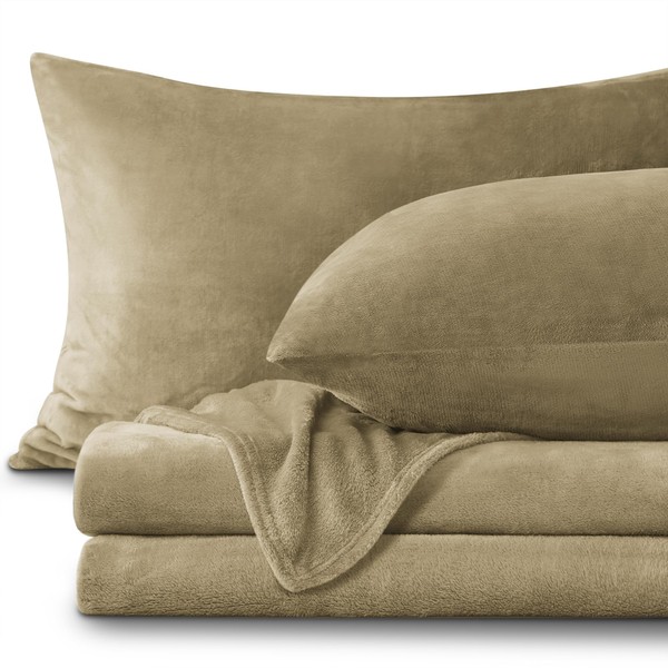 BEDELITE Flannel Sheets Queen Size Camel - Super Soft Fleece