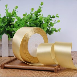 Champagne Gold Stain Ribbon 1 1/2 Inch,25 Yards Champagne Gold Solid Fabric Ribbons for Gift Wrapping Floral Bouquets Wedding Party Decoration