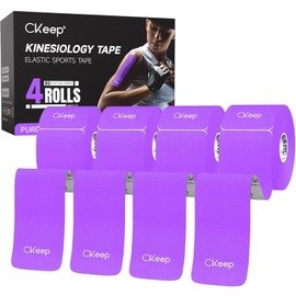 CKeep 4 Rolls Kinesiology Tape, Original Cotton Elastic Athletic Tape, 20 Precut 10" Strips Each, Purple, Ideal for Muscle Support & Injury Prevention