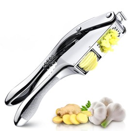 Pavlleen Garlic Press Stainless Steel, 2-in-1 Garlic Chopper and Cutter, with Ergonomic Handle, Handy and Easy to Clean, Garlic Press Dishwasher Safe