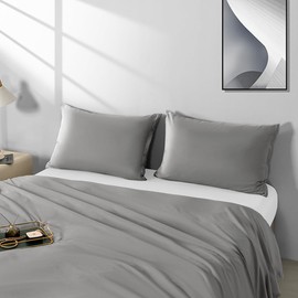 2 Pack Microfiber Queen Zipper Pillowcases, Soft Comfortable Not Shrink Dark Gray Pillow Case, Breathable Pillow Cases Set of 2 (20x30 Inches)