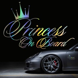 HungMieh Car Stickers Decals Princess ON Board for Girl Car Styling Bumper Stickers Laser Car Body Door Window Stickers Vinyl 6.5 x 4.29