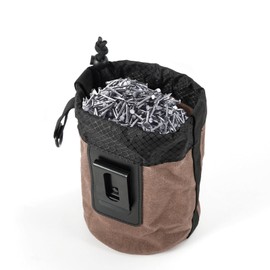 Nail/Screw Work Pouch，Tightening Soft Bag with Drawstring Metal Clip-On Tool Pouch for Tools Screws and Nails,Ideal for Electrician Plumber Carpenter Contractor Handy Man and Any Tradesperson