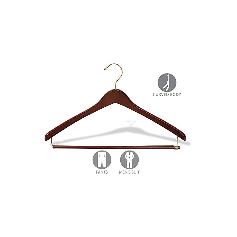 Premium Wooden Suit Hangers 25 Pack, Smooth Solid Wood Coat