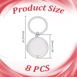HOBBIESAY 8Pcs Round Photo Frame Charms Round Locket Keychains Stainless Steel Photo Pendants Wedding Photos Charms Memorial Photo Album Pendant for DIY Memorial Necklace Keychain Making