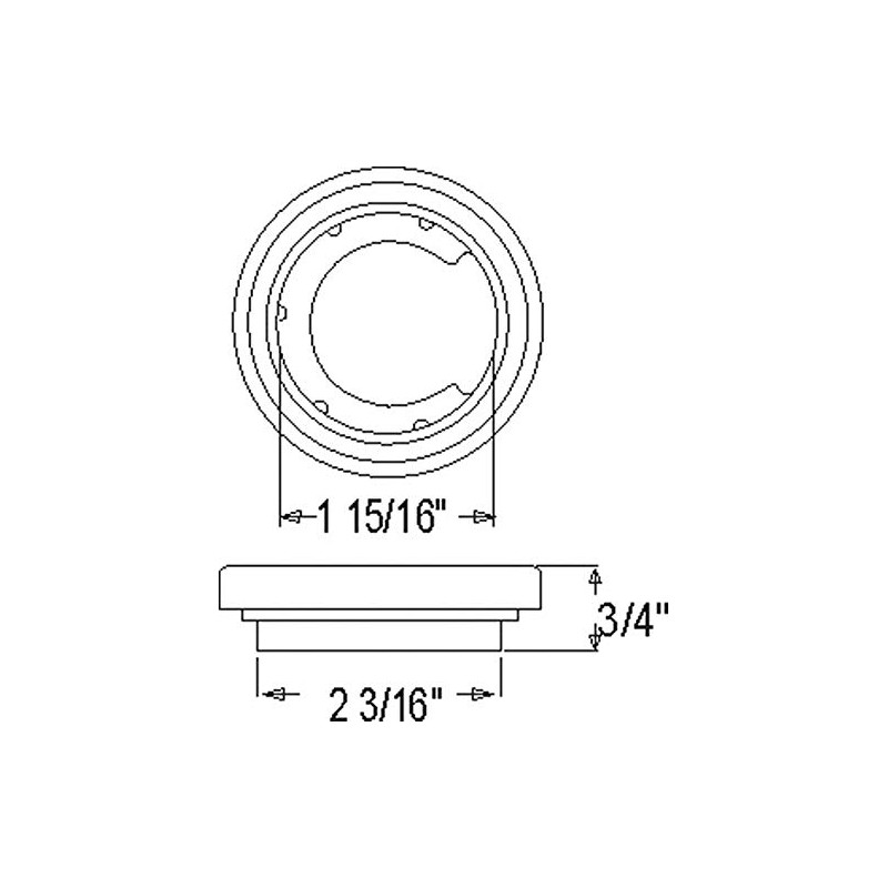 Optronics A54GBP 2" Flush Mount Grommet, Black