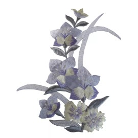 Unbranded #4371R 6-1/2" Purple Orchid Flower Embroidery Applique Patch-Right