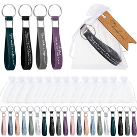 Roowest 60 Sets Thank You Gifts Bulk Employee Appreciation Keychains with Bag for Thanksgiving Christmas Coworker(Fresh Colors)