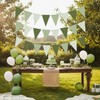 3Pcs Sage Green Gingham Pennant Banner Pre-Strung Triangle Flag Garland