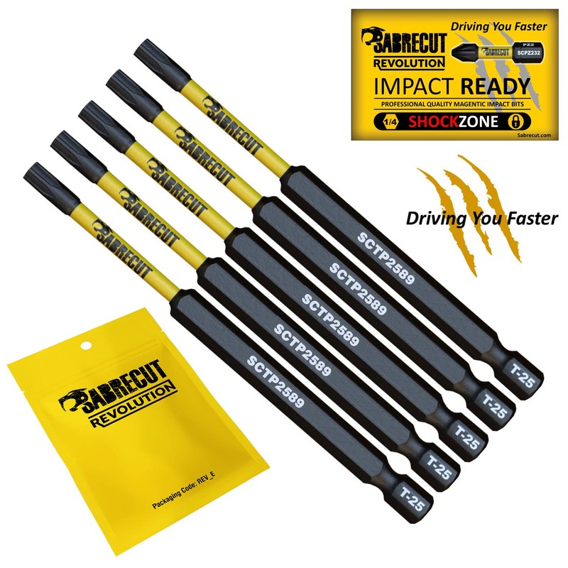 5 x SabreCut SCTP2589_5 89mm T25 TX25 Torx Tamper Proof